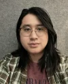 a close up of a person