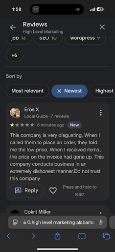 Example of unrelated one-star review flood - panel 2