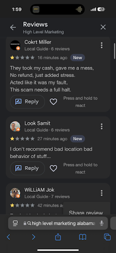 Example of unrelated one-star review flood - panel 1