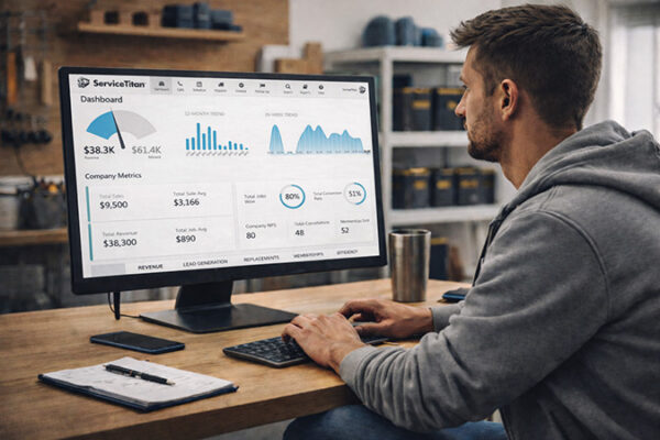 Focused man working with ServiceTitan